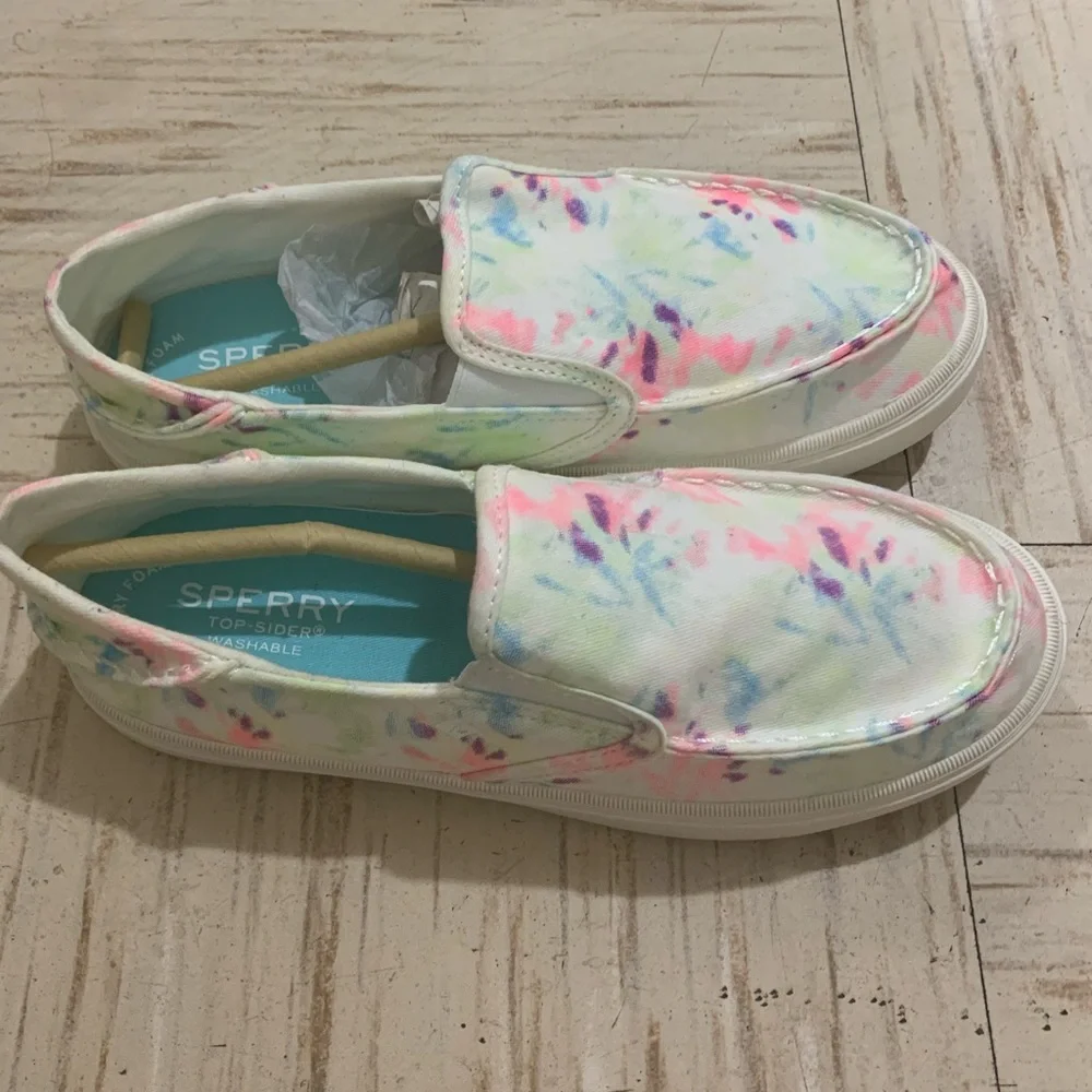 Sperry Girls Salty Jr Tie-Dye Washable Slip-On Sneakers-US Size 4M